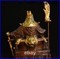 8 Old Chinese Bronze Dragon Robe Guan Guan Yu Guan Yunchang General Statue