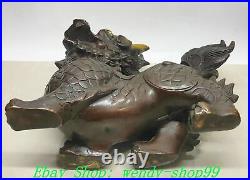8 Old Chinese Bronze Gilt Feng Shui Dragon Pixiu Brave troops Statue Pair