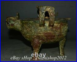 8 Old Chinese Bronze Ware Dynasty Palace Dragon Beast incense burner Censer