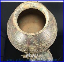 8 Old Chinese Bronze Ware Xi Zhou Dynasty Palace Dragon Beast Tank Pot Crock