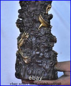 8 Old Chinese Copper Gilt Fengshui 9 Dragon Kwan-yin Guan yin Statue