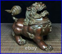 8 Old Chinese Dynasty Bronze Feng Shui Dragon Lion Incense Burner Censer