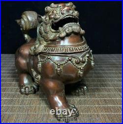 8 Old Chinese Dynasty Bronze Feng Shui Dragon Lion Incense Burner Censer