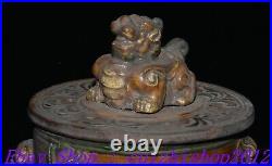 8 Old Chinese Dynasty Tang Sancai Porcelain Dragon Lion Incense Burner Censer