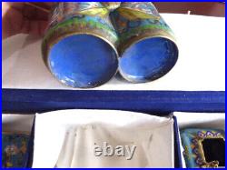 8 Pc. Chinese Cloisonne Desk Set. Brass desk set with fancy colorful DRAGONS