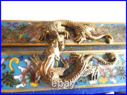 8 Pc. Chinese Cloisonne Desk Set. Brass desk set with fancy colorful DRAGONS