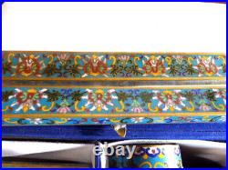 8 Pc. Chinese Cloisonne Desk Set. Brass desk set with fancy colorful DRAGONS