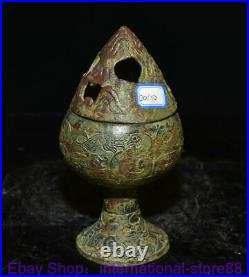 8 Rare Old Chinese Bronze Ware Dynasty Palace Dragon Beast Incense Burner