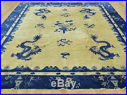 8'x9'8 Antique Chinese Peking Dragon Design Hand Knotted Oriental Rug G29924