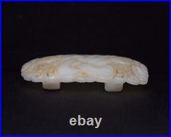 81g China Hand Hollow Carved natural Hetian Jade Chinese knot statue Belt Buckle