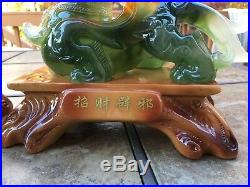 8H Chinese Feng Shui Gilt Wealth Dragon PiXiu Statue (1pair)