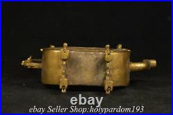 9.6 Ancient Chinese Bronze 24K Gold Gilt Dynasty Dragon Handle Kettle