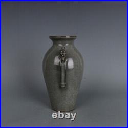 9.6 Good Chinese Song Porcelain Guan Kiln Animal Two Dragon Ear Plum Vase