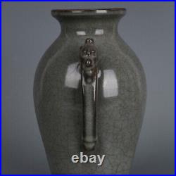 9.6 Good Chinese Song Porcelain Guan Kiln Animal Two Dragon Ear Plum Vase