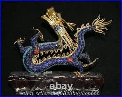 9.6 Marked Chinese Cloisonne Copper Enamel Dynasty Dragon Beast Statue 9.6 Marked Chinese Cloisonne Copper Enamel Dynasty Dragon Beast Statue