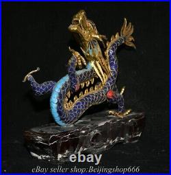 9.6 Marked Chinese Cloisonne Copper Enamel Dynasty Dragon Beast Statue 9.6 Marked Chinese Cloisonne Copper Enamel Dynasty Dragon Beast Statue
