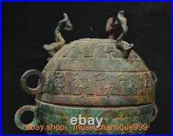 9.6 ancient Chinese Bronze ware Dynasty Dragon beast Incense Burner Censer