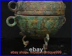 9.6 ancient Chinese Bronze ware Dynasty Dragon beast Incense Burner Censer