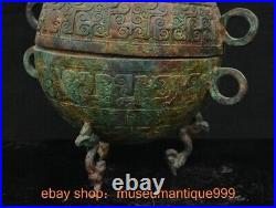 9.6 ancient Chinese Bronze ware Dynasty Dragon beast Incense Burner Censer