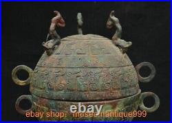 9.6 ancient Chinese Bronze ware Dynasty Dragon beast Incense Burner Censer