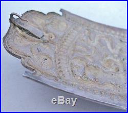 9.8 Antique Chinese Silver Belt Buckle with QILIN & DRAGONS Sterling (161g)