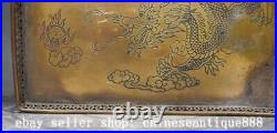 9.8'' Chinese Ancient Dynasty Bronze Dragon Pattern Tea Tray Dish Plate