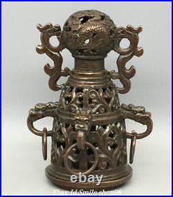 9.8 Qianlong Marked Old Chinese Bronze Dynasty Dragon Incense Burner Censer