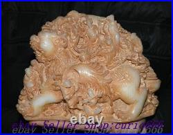 9 Chinese Dynasty Old Jade Carve Dragon Beast Eight Immortals 8 God Statue