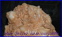 9 Chinese Dynasty Old Jade Carve Dragon Beast Eight Immortals 8 God Statue
