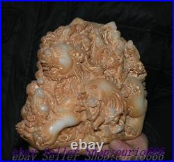 9 Chinese Dynasty Old Jade Carve Dragon Beast Eight Immortals 8 God Statue