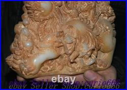 9 Chinese Dynasty Old Jade Carve Dragon Beast Eight Immortals 8 God Statue