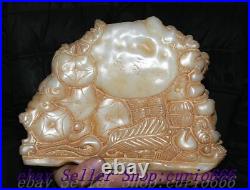 9 Chinese Dynasty Old Jade Carve Dragon Beast Eight Immortals 8 God Statue
