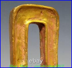 9 Old Chinese Dynasty Bronze Ware Gold 3 Leg Dragon Beast Incense Burner Censer