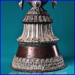 9 Old Chinese Dynasty Copper Silver Dragon Head 8 Auspicious Symbol Bowl Bowls