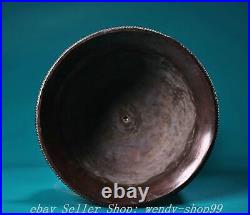9 Old Chinese Dynasty Copper Silver Dragon Head 8 Auspicious Symbol Bowl Bowls