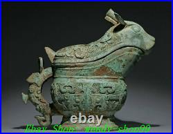 9 Old Chinese Shang Zhou Dynasty Bronze Ware Dragon Beast Incense Burner Censer