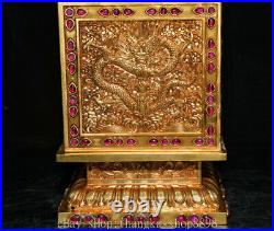 9 Rare Old Chinese 24K Gold Gems Dynasty Palace Dragon Lion Seal Box Set