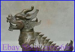 9 Rare Old Chinese Copper Feng Shui Unicorn Kylin Dragon Beast Lucky Statue
