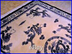 9x12 CHINESE RUG VINTAGE DRAGON NICHOLS AUTHENTIC HAND-MADE ORIENTAL RUG 1960s