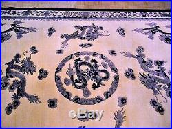 9x12 CHINESE RUG VINTAGE DRAGON NICHOLS AUTHENTIC HAND-MADE ORIENTAL RUG 1960s