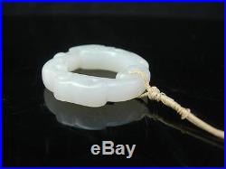 A Beautiful Antique Chinese White Jade Chilong Dragon Bi Disc Ring Pendant