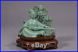 A Beautiful Chinese Antique Turquoise Lady With Base