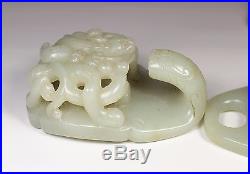 A Chinese Antique White Jade Dragon Buckle Hook