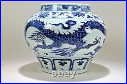 A Chinese Dragon-decorating Blue and White Fortune Porcelain Vase