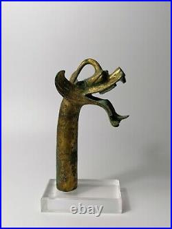 A Chinese Gilt-bronze'dragon Head' Finial. Han Dynasty (206 Bc-220 Ad)