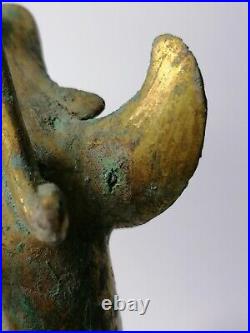 A Chinese Gilt-bronze'dragon Head' Finial. Han Dynasty (206 Bc-220 Ad)