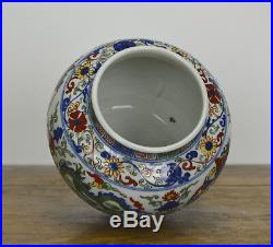 A Fine Small Chinese Ming Style Marked Wucai Dragon Porcelain Pot