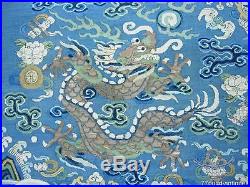 A Good Antique Chinese Silk Kesi Embroidered Dragon Panel