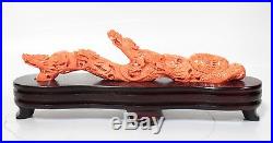 A Japanese/Chinese Antique Coral Carved Dragons