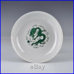 A Perfect Chinese Porcelain Green Dish With Five Claw Dragon Circa 1900